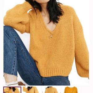 Madewell balloon sleeve mustard yellow sweater